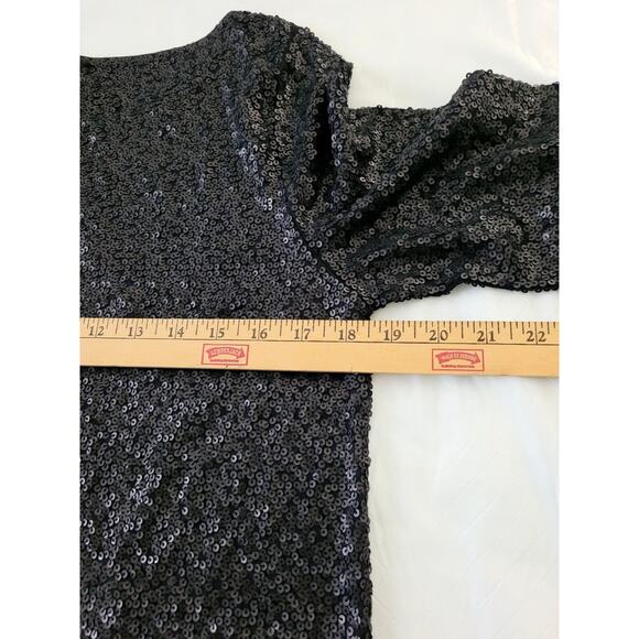 NWT J.Crew Sequined Three-Quarter Sleeve Boat Neck Top AE984 Black Medium Women - Picture 7 of 9